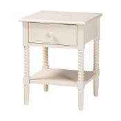 Baxton Studio Braith Farmhouse Ivory Spindle Wood 1-Drawer Nightstand
